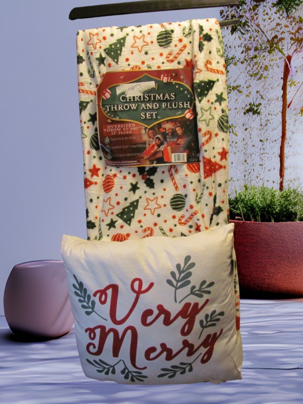 HOLIDAY HOME 2 PIECE THROW & PILLOW SET NWT